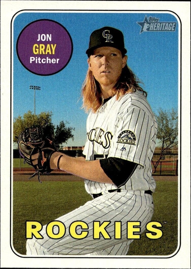 Jon Gray 2018 Topps Heritage #274 Baseball Trading Card - Front 2018 Topps Heritage Jon Gray #274 baseball trading card front