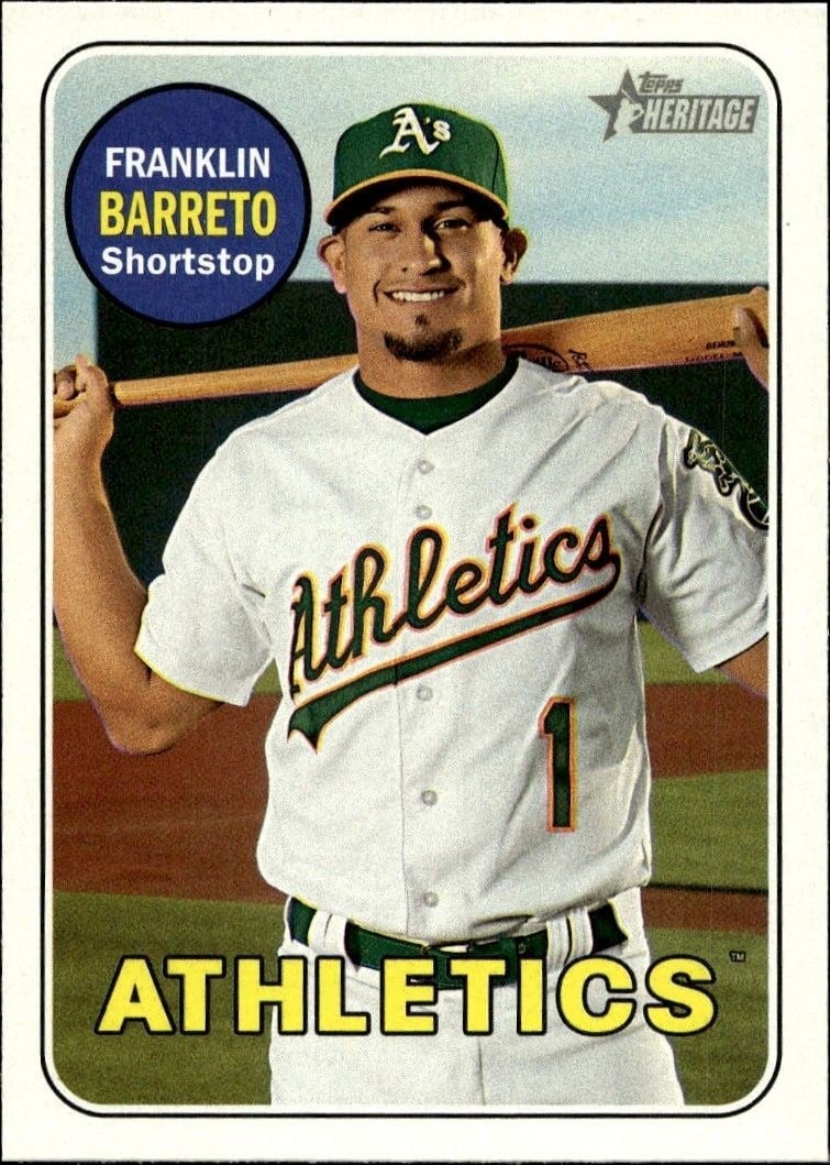 Franklin Barreto 2018 Topps Heritage #332 Baseball Trading Card - Front 2018 Topps Heritage Franklin Barreto #332 baseball trading card front
