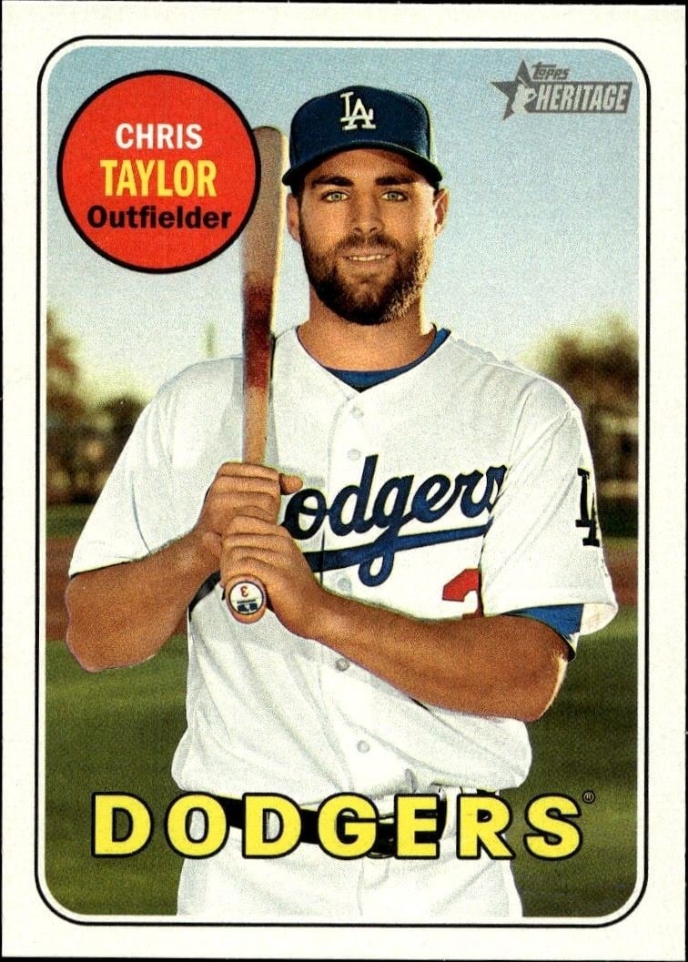 Chris Taylor 2018 Topps Heritage #366 Baseball Trading Card - Front 2018 Topps Heritage Chris Taylor #366 baseball trading card front