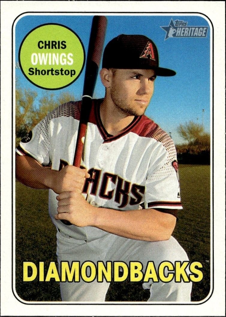 Chris Owings 2018 Topps Heritage #36 Baseball Trading Card - Front 2018 Topps Heritage Chris Owings #36 baseball trading card front