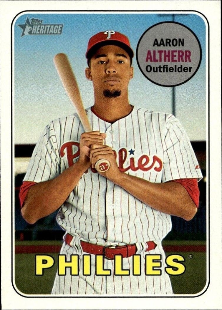 Aaron Altherr 2018 Topps Heritage #329 Baseball Trading Card - Front 2018 Topps Heritage Aaron Altherr #329 baseball trading card front