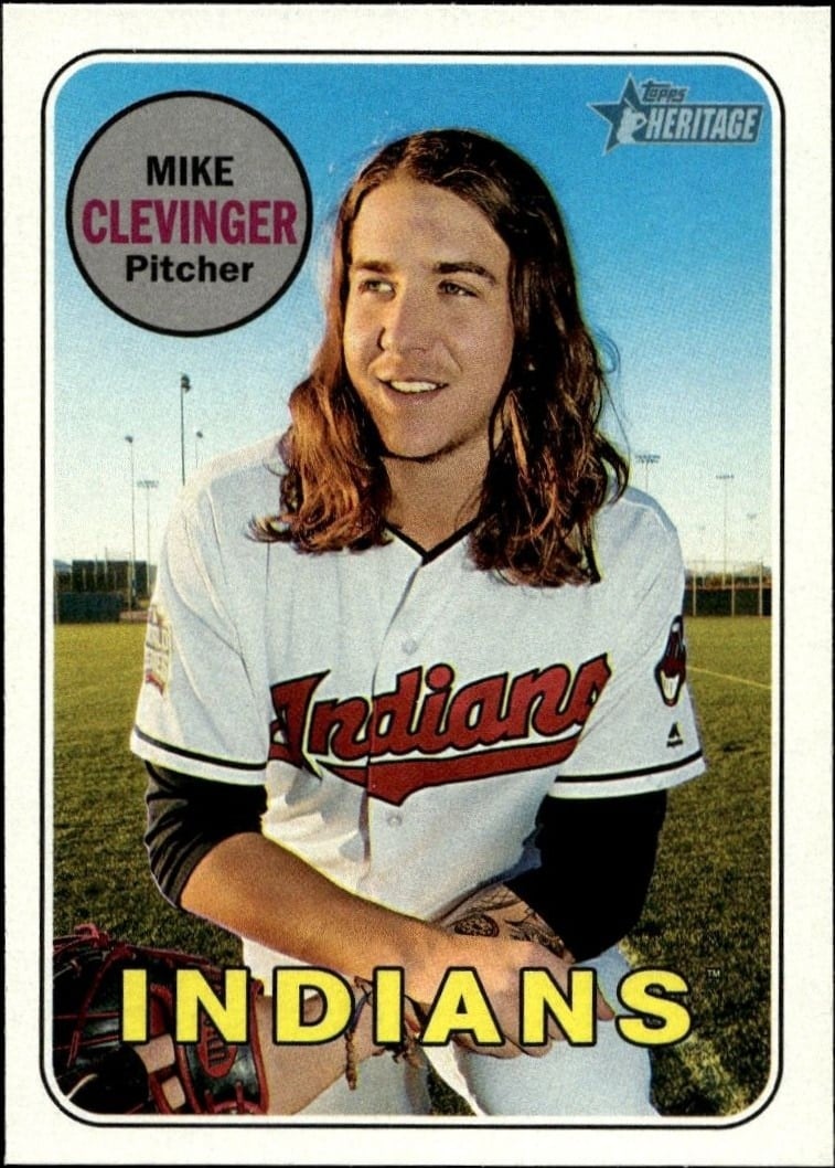 Mike Clevinger 2018 Topps Heritage #84 Baseball Trading Card - Front 2018 Topps Heritage Mike Clevinger #84 baseball trading card front