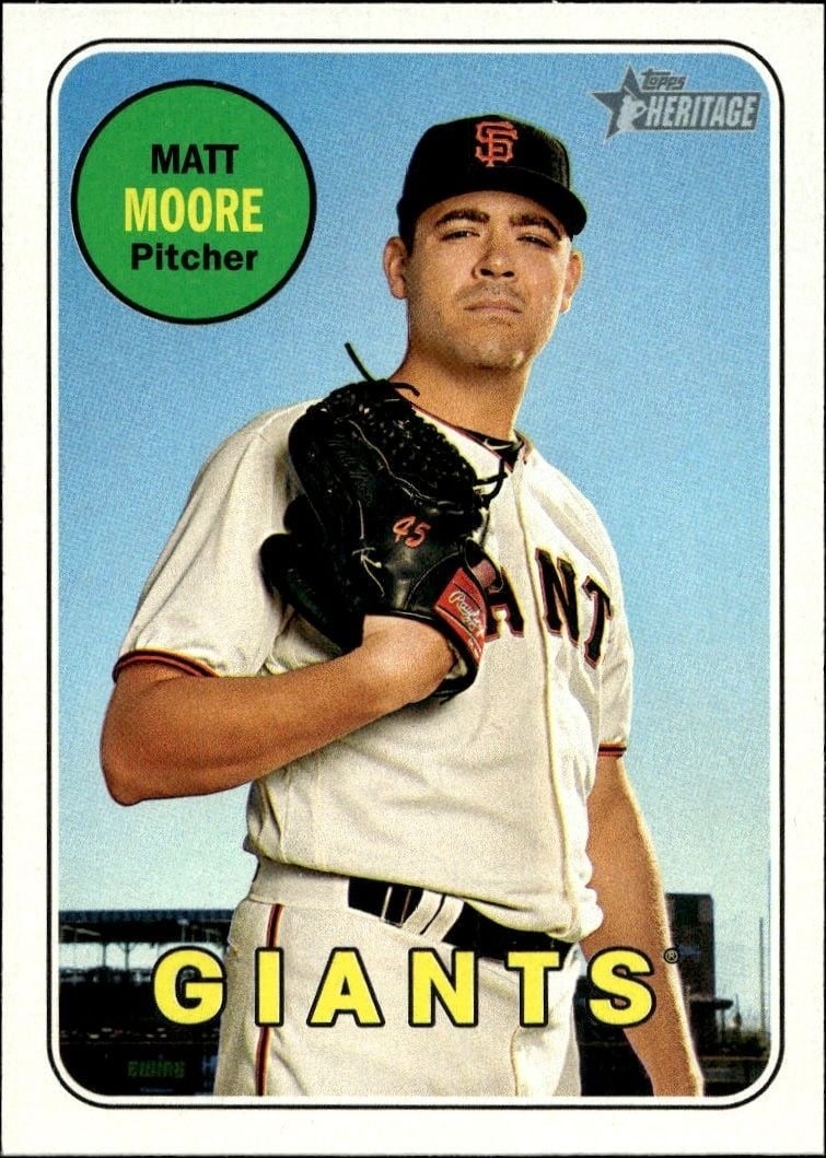 Matt Moore 2018 Topps Heritage #272 Baseball Trading Card - Front 2018 Topps Heritage Matt Moore #272 baseball trading card front