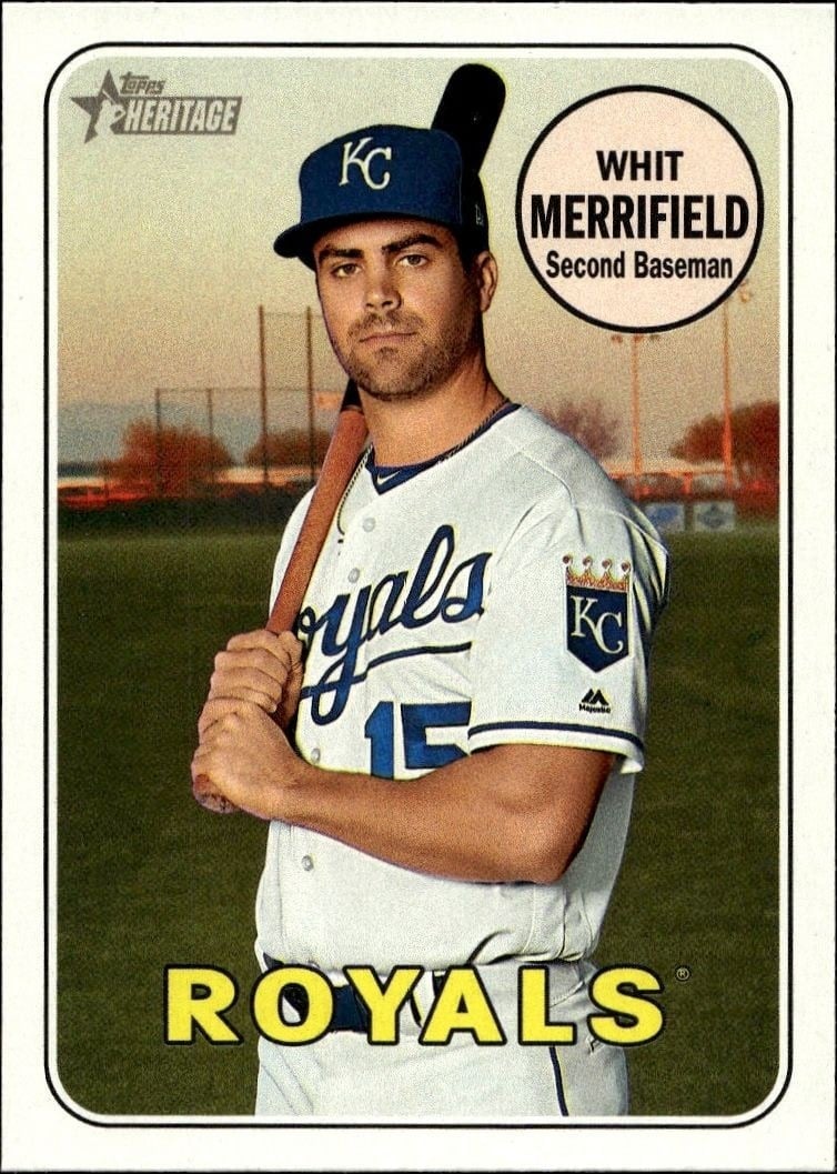 Whit Merrifield 2018 Topps Heritage #375 Baseball Trading Card - Front 2018 Topps Heritage Whit Merrifield #375 baseball trading card front