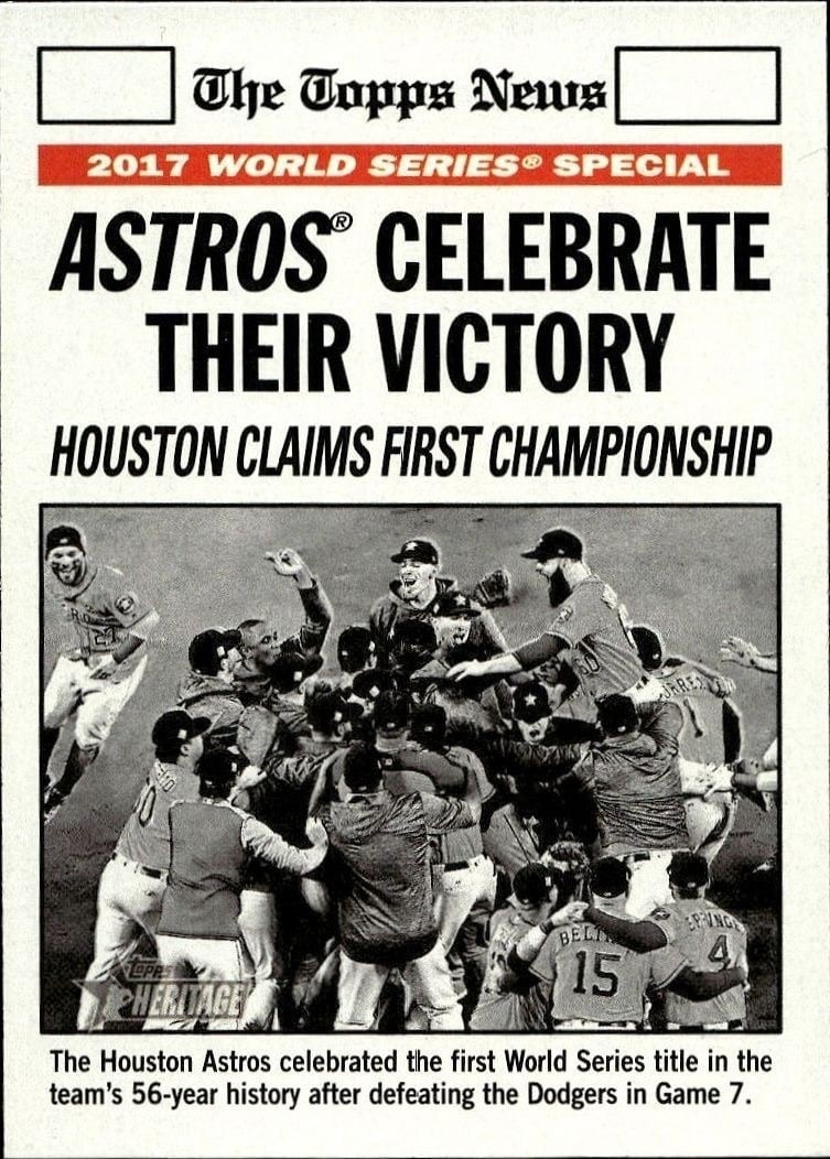 Houston Astros 2018 Topps Heritage #169 Baseball Trading Card - Front 2018 Topps Heritage Houston Astros #169 baseball trading card front