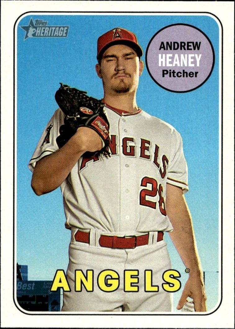 Andrew Heaney 2018 Topps Heritage #299 Baseball Trading Card - Front 2018 Topps Heritage Andrew Heaney #299 baseball trading card front