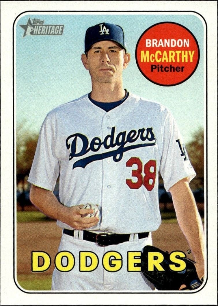 Brandon McCarthy 2018 Topps Heritage #259 Baseball Trading Card - Front 2018 Topps Heritage Brandon McCarthy #259 baseball trading card front