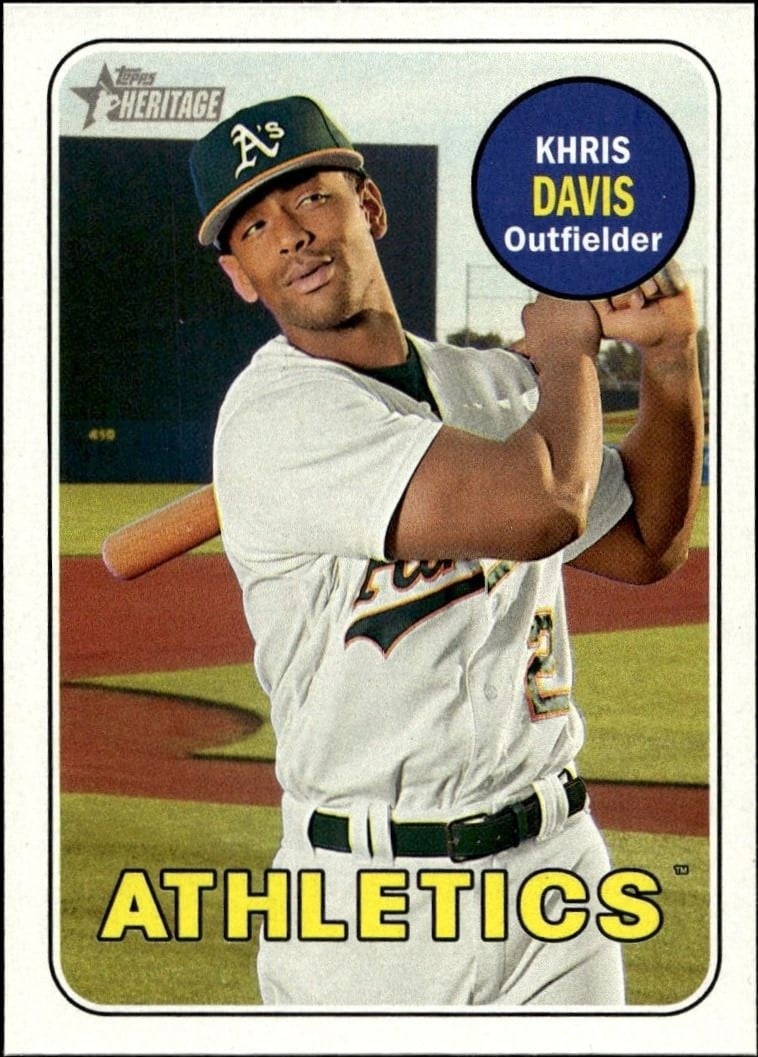 Khris Davis 2018 Topps Heritage #260 Baseball Trading Card - Front 2018 Topps Heritage Khris Davis #260 baseball trading card front