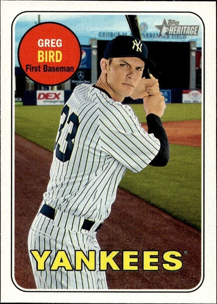 Greg Bird 2018 Topps Heritage #367 Baseball Trading Card - Front 2018 Topps Heritage Greg Bird #367 baseball trading card front