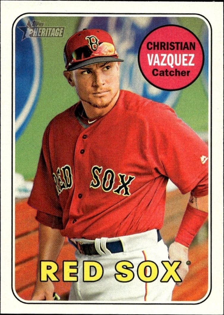 Christian Vazquez 2018 Topps Heritage #271 Baseball Trading Card - Front 2018 Topps Heritage Christian Vazquez #271 baseball trading card front