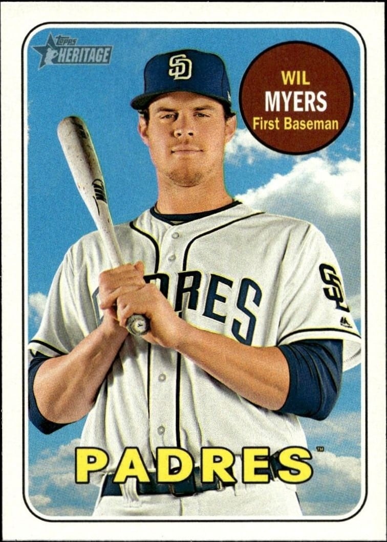 Wil Myers 2018 Topps Heritage #387 Baseball Trading Card - Front 2018 Topps Heritage Wil Myers #387 baseball trading card front
