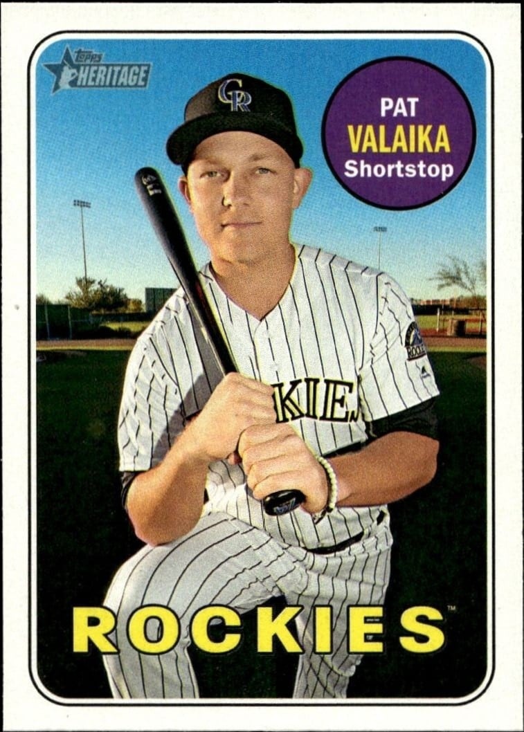 Pat Valaika 2018 Topps Heritage #353 Baseball Trading Card - Front 2018 Topps Heritage Pat Valaika #353 baseball trading card front