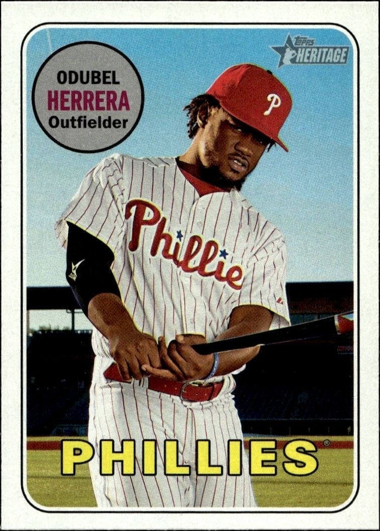 Odubel Herrera 2018 Topps Heritage #306 Baseball Trading Card - Front 2018 Topps Heritage Odubel Herrera #306 baseball trading card front
