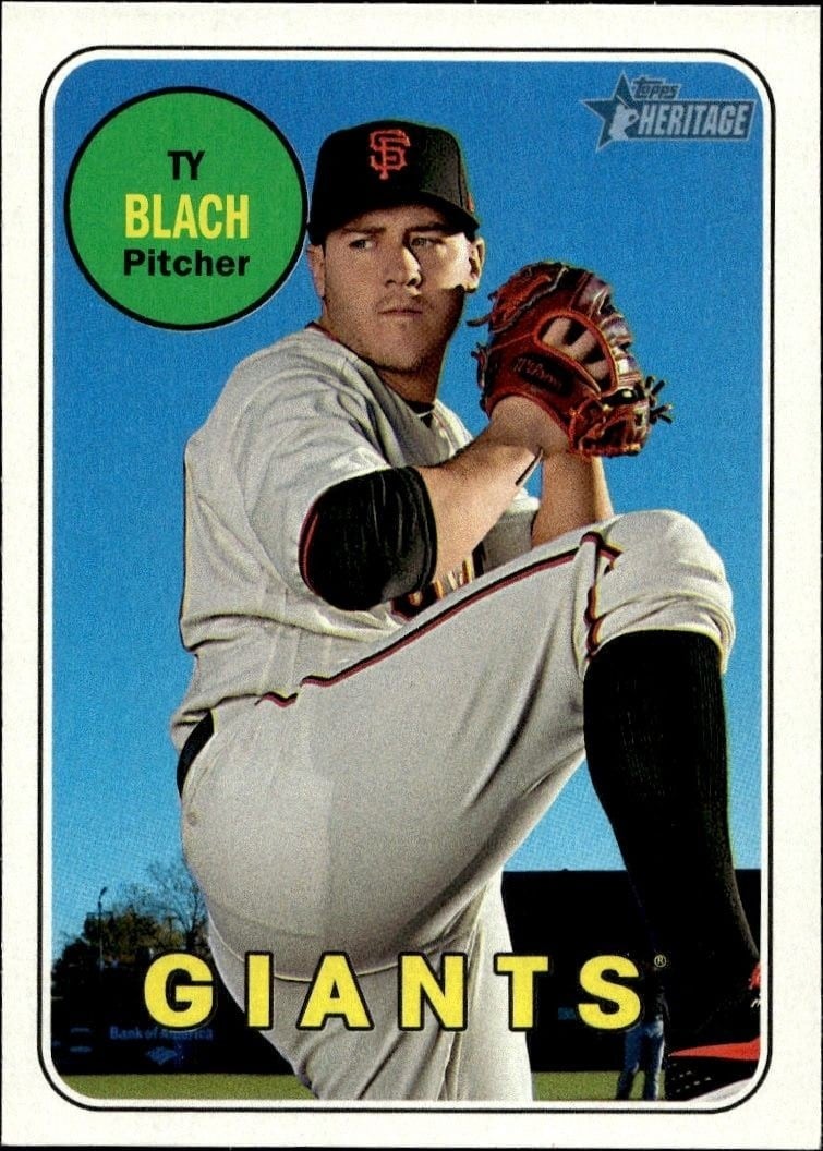 Ty Blach 2018 Topps Heritage #39 Baseball Trading Card - Front 2018 Topps Heritage Ty Blach #39 baseball trading card front