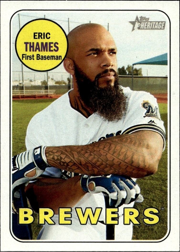 Eric Thames 2018 Topps Heritage #62 Baseball Trading Card - Front 2018 Topps Heritage Eric Thames #62 baseball trading card front