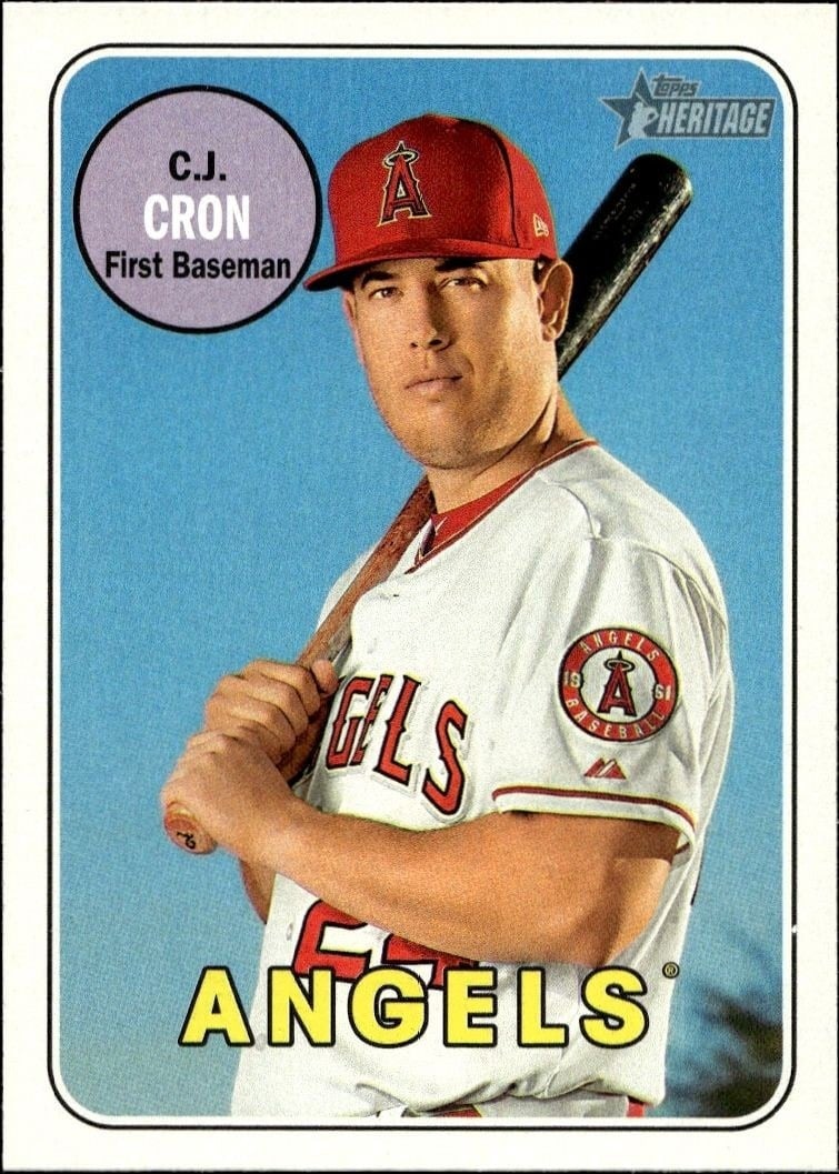 C.J. Cron 2018 Topps Heritage #245 Baseball Trading Card - Front 2018 Topps Heritage C.J. Cron #245 baseball trading card front