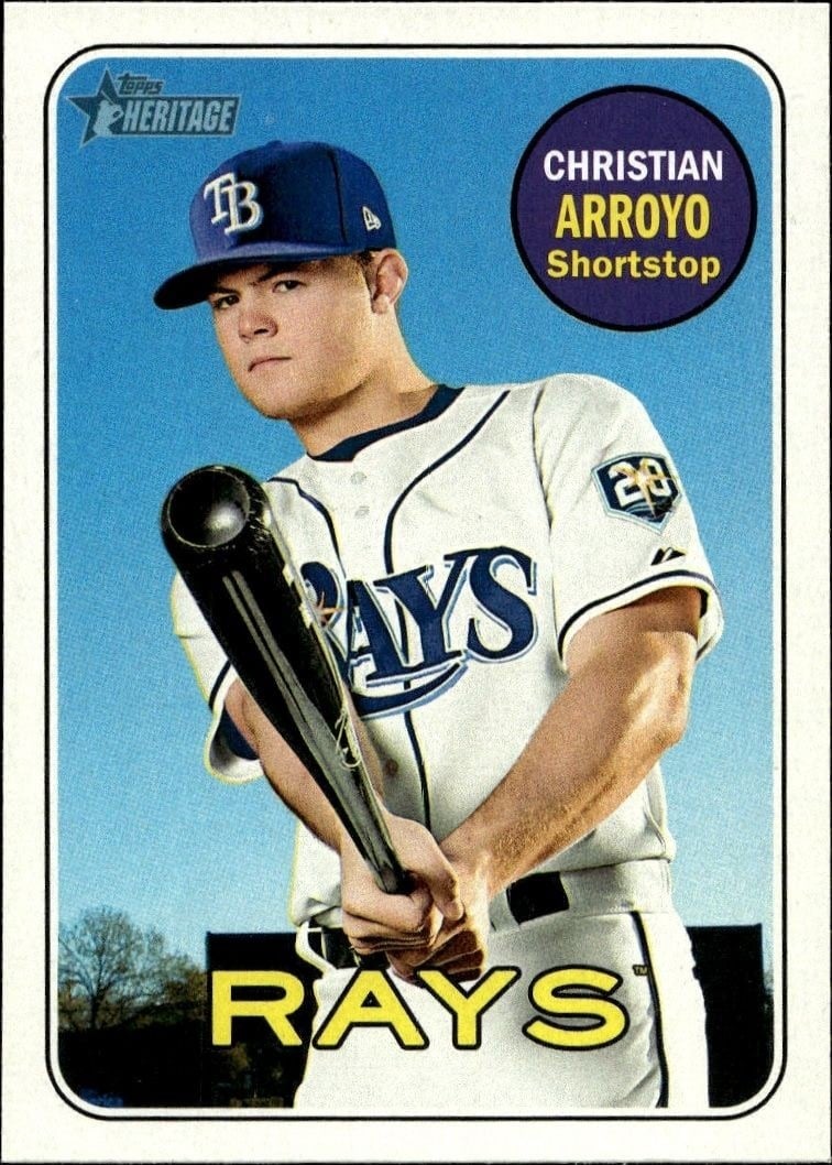 Christian Arroyo 2018 Topps Heritage #450 Baseball Trading Card - Front 2018 Topps Heritage Christian Arroyo #450 baseball trading card front