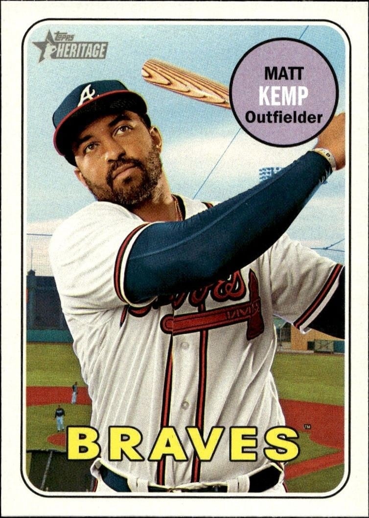 Matt Kemp 2018 Topps Heritage #251 Baseball Trading Card - Front 2018 Topps Heritage Matt Kemp #251 baseball trading card front