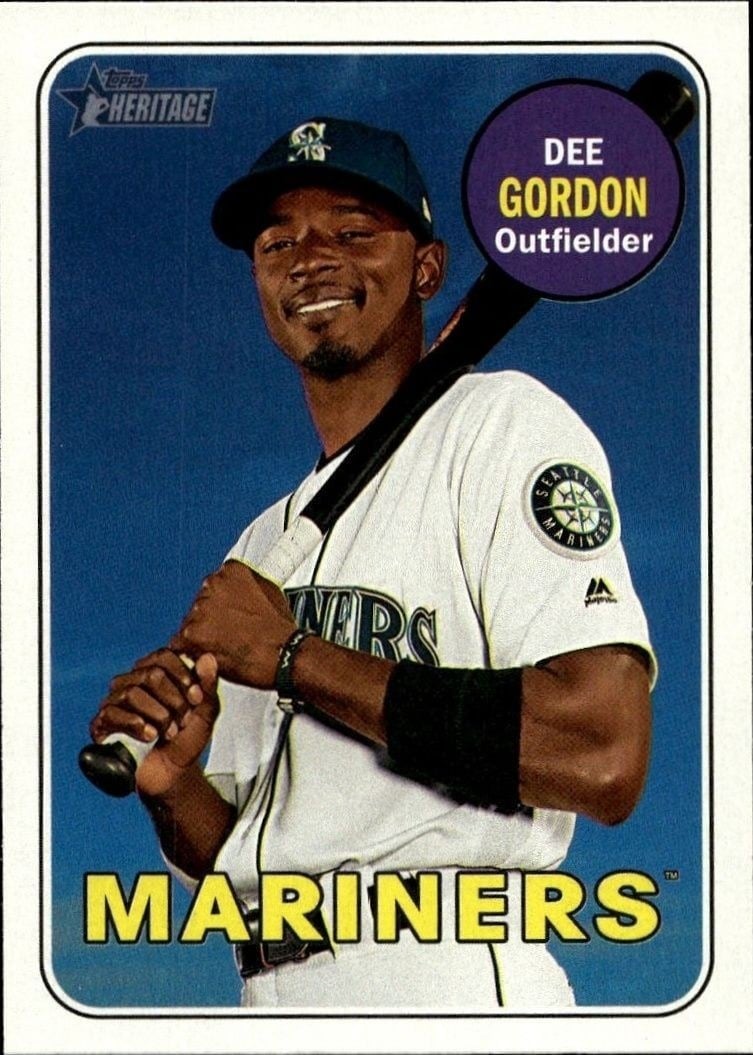 Dee Gordon 2018 Topps Heritage #209 Baseball Trading Card - Front 2018 Topps Heritage Dee Gordon #209 baseball trading card front