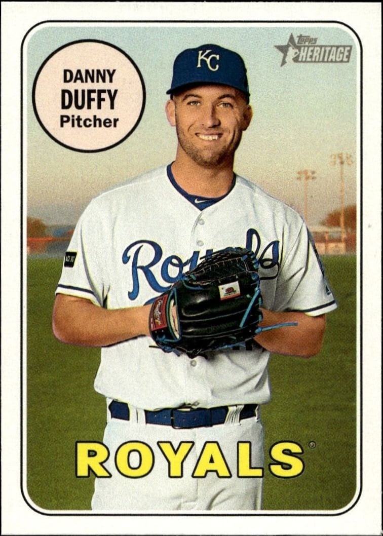 Danny Duffy 2018 Topps Heritage #142 Baseball Trading Card - Front 2018 Topps Heritage Danny Duffy #142 baseball trading card front