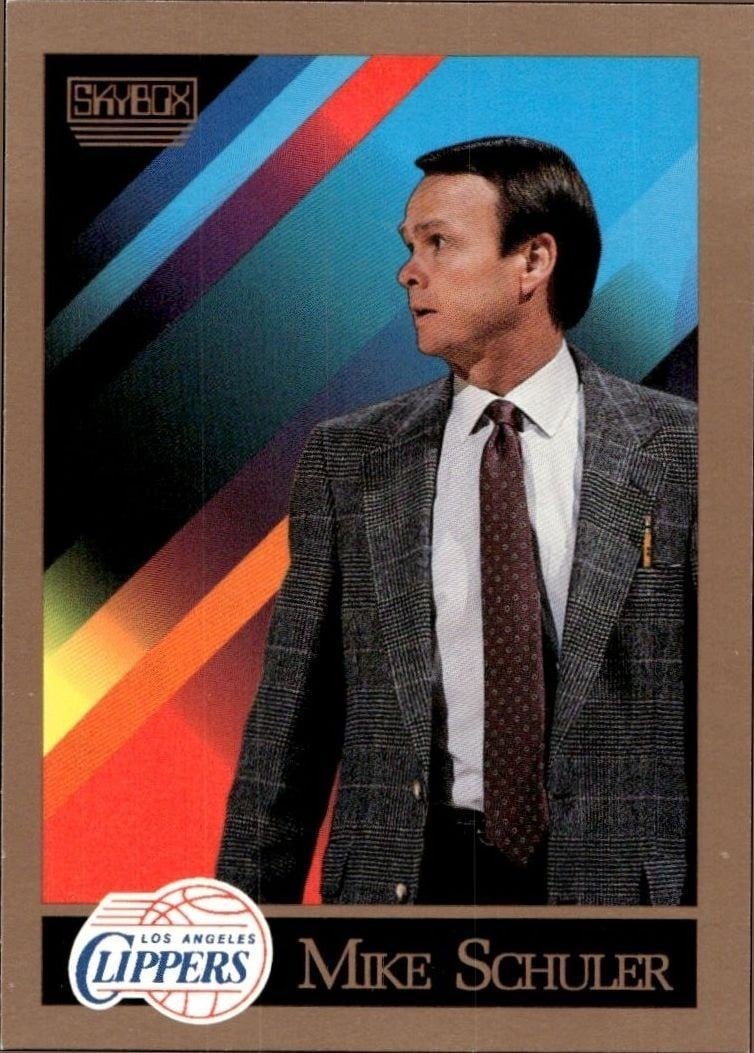 Mike Schuler 1990-91 Skybox #312 Basketball Trading Card - Front 1990-91 Skybox Mike Schuler #312 basketball trading card front