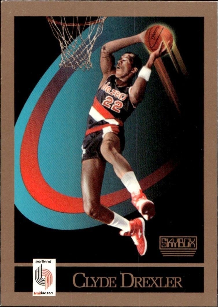 Clyde Drexler 1990-91 Skybox #233 Basketball Trading Card - Front 1990-91 Skybox Clyde Drexler #233 basketball trading card front