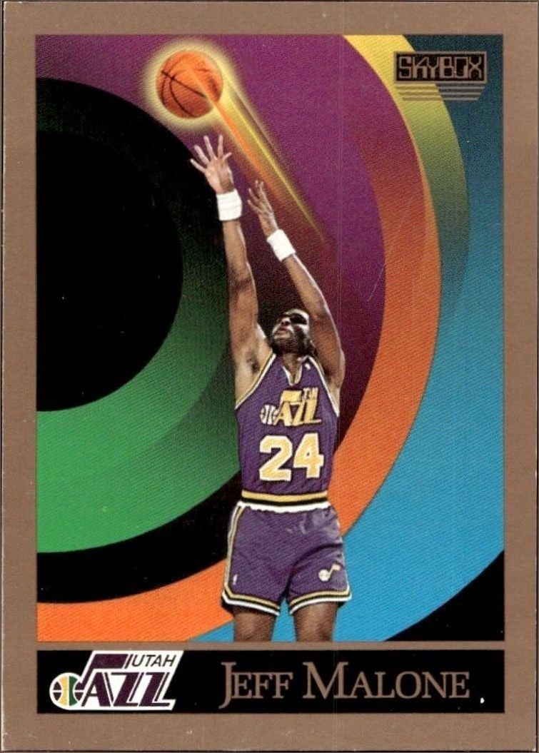 Jeff Malone 1990-91 Skybox #418 Basketball Trading Card - Front 1990-91 Skybox Jeff Malone #418 basketball trading card front