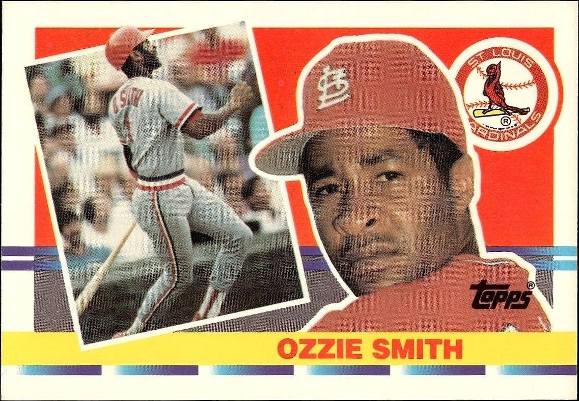 Ozzie Smith 1990 Topps Big #203 Baseball Trading Card - Front 1990 Topps Big Ozzie Smith #203 baseball trading card front