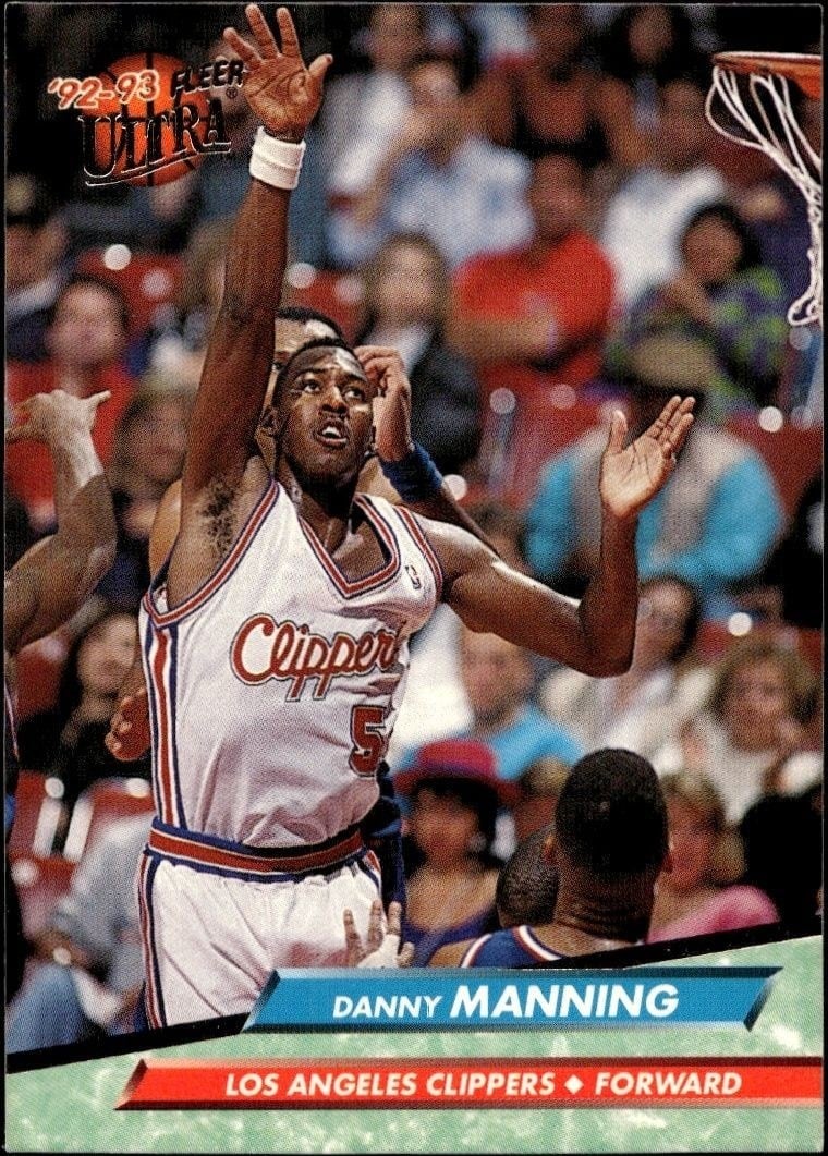 Danny Manning 1992-93 Fleer Ultra #85 Basketball Trading Card - Front 1992-93 Fleer Ultra Danny Manning #85 basketball trading card front