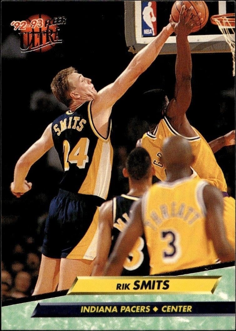 Rik Smits 1992-93 Fleer Ultra #80 Basketball Trading Card - Front 1992-93 Fleer Ultra Rik Smits #80 basketball trading card front
