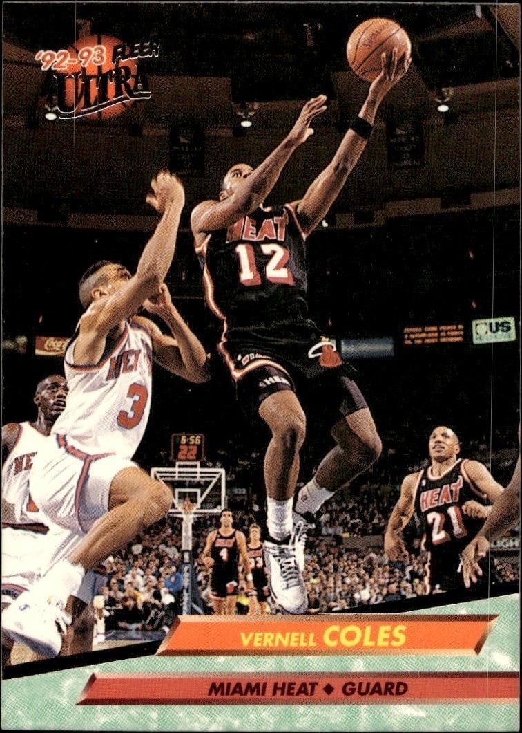 Vernell Coles 1992-93 Fleer Ultra #98 Basketball Trading Card - Front 1992-93 Fleer Ultra Vernell Coles #98 basketball trading card front