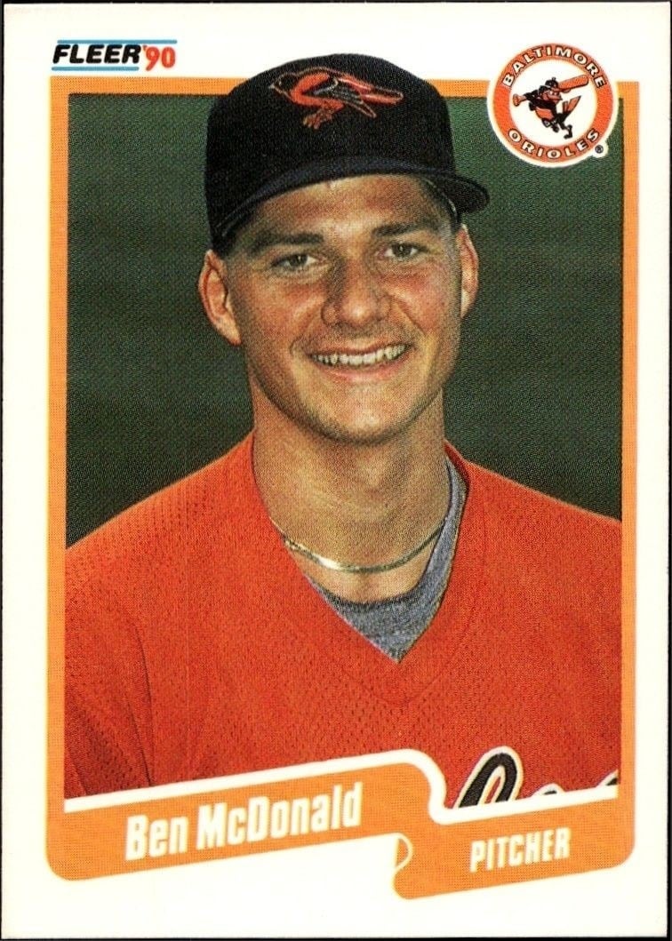 Ben McDonald 1990 Fleer #180 Baseball Trading Card - Front 1990 Fleer Ben McDonald #180 baseball trading card front
