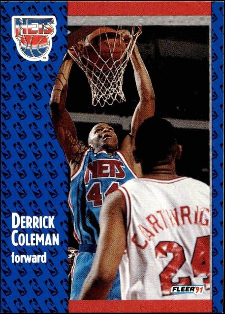 Derrick Coleman 1991-92 Fleer #130 Basketball Trading Card - Front 1991-92 Fleer Derrick Coleman #130 basketball trading card front