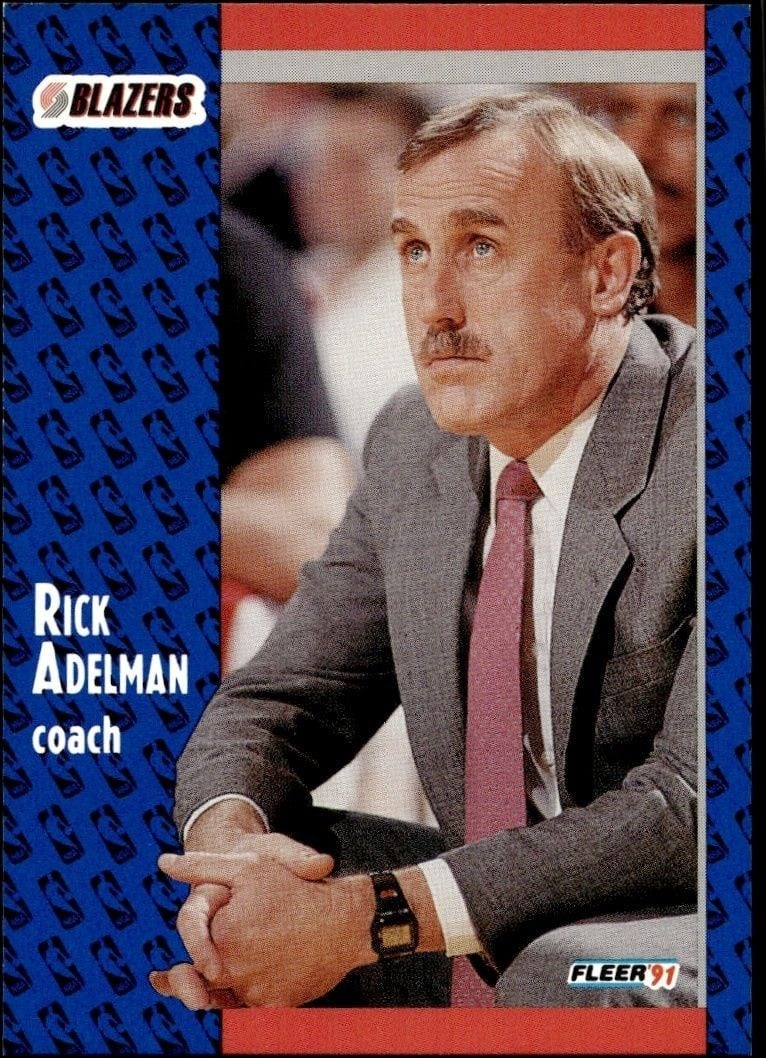 Rick Adelman 1991-92 Fleer #166 Basketball Trading Card - Front 1991-92 Fleer Rick Adelman #166 basketball trading card front