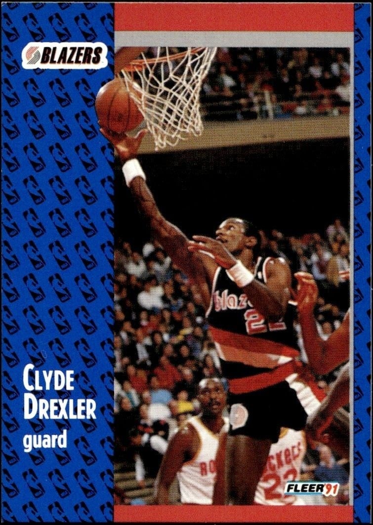 Clyde Drexler 1991-92 Fleer #168 Basketball Trading Card - Front 1991-92 Fleer Clyde Drexler #168 basketball trading card front