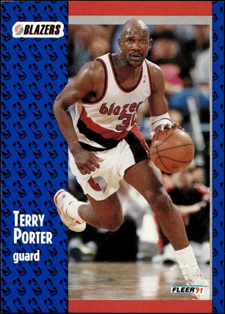 Terry Porter 1991-92 Fleer #171 Basketball Trading Card - Front 1991-92 Fleer Terry Porter #171 basketball trading card front