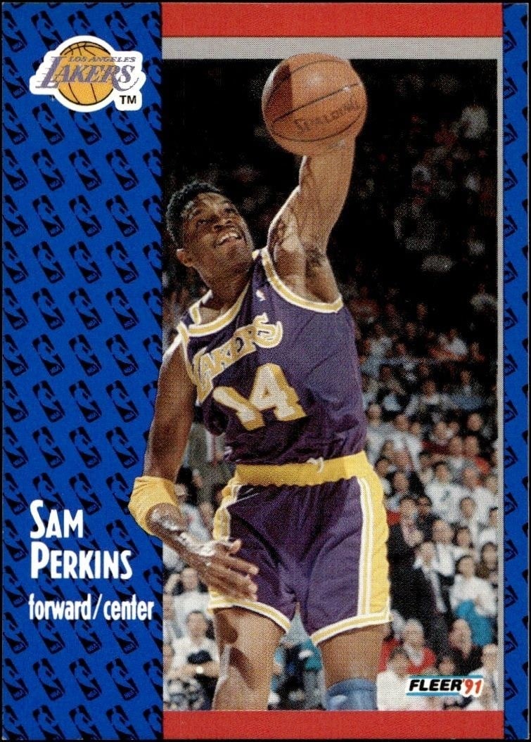 Sam Perkins 1991-92 Fleer #101 Basketball Trading Card - Front 1991-92 Fleer Sam Perkins #101 basketball trading card front