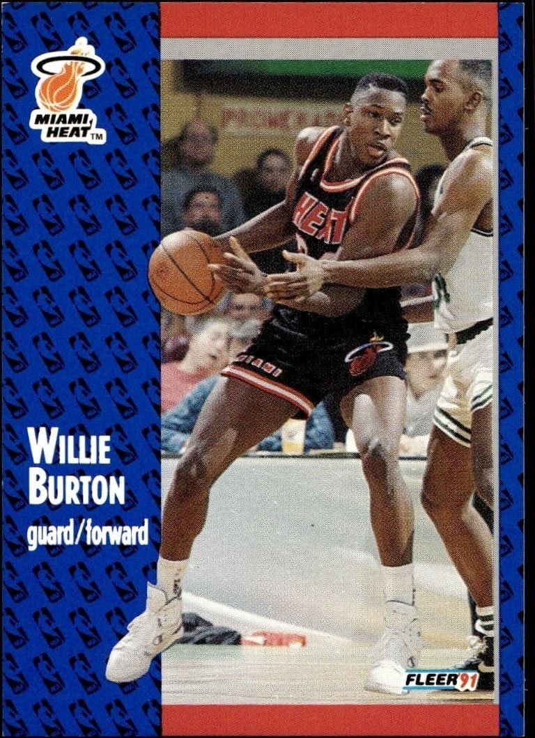 Willie Burton 1991-92 Fleer #105 Basketball Trading Card - Front 1991-92 Fleer Willie Burton #105 basketball trading card front