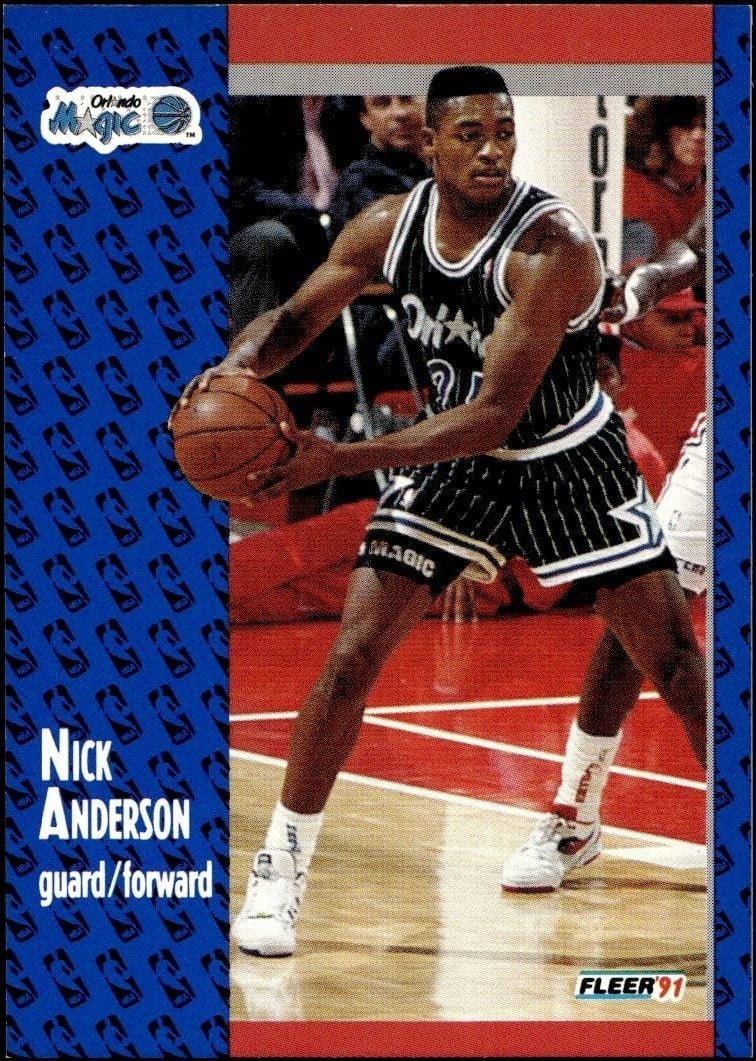 Nick Anderson 1991-92 Fleer #143 Basketball Trading Card - Front 1991-92 Fleer Nick Anderson #143 basketball trading card front
