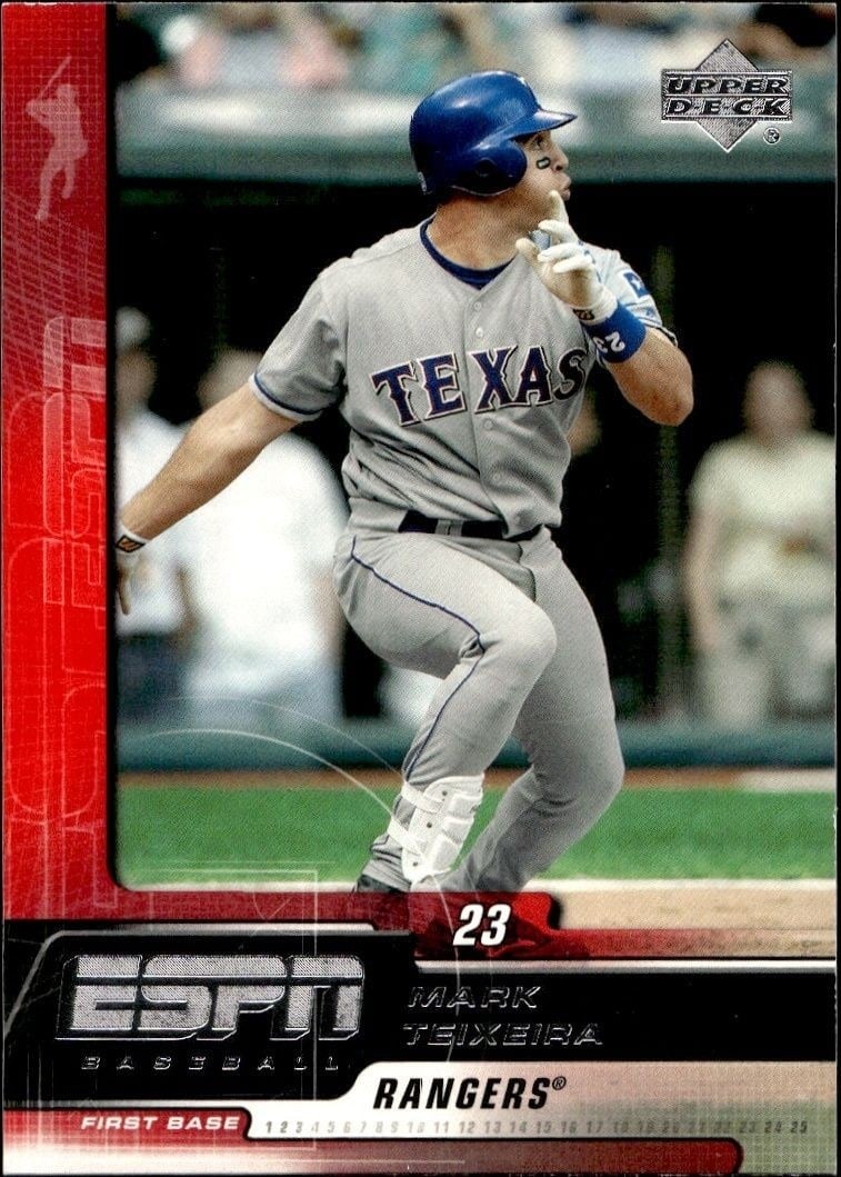 Mark Teixeira 2005 Upper Deck ESPN #86 Baseball Trading Card - Front 2005 Upper Deck ESPN Mark Teixeira #86 baseball trading card front