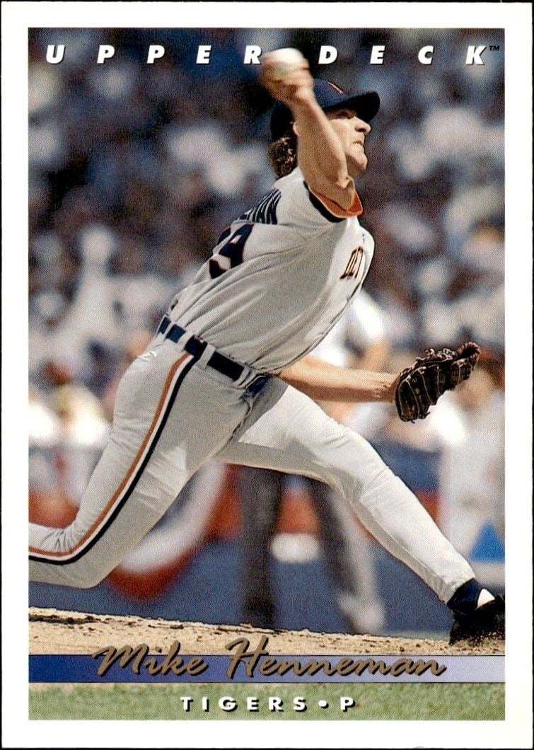 Mike Henneman 1993 Upper Deck #403 Baseball Trading Card - Front 1993 Upper Deck Mike Henneman #403 baseball trading card front