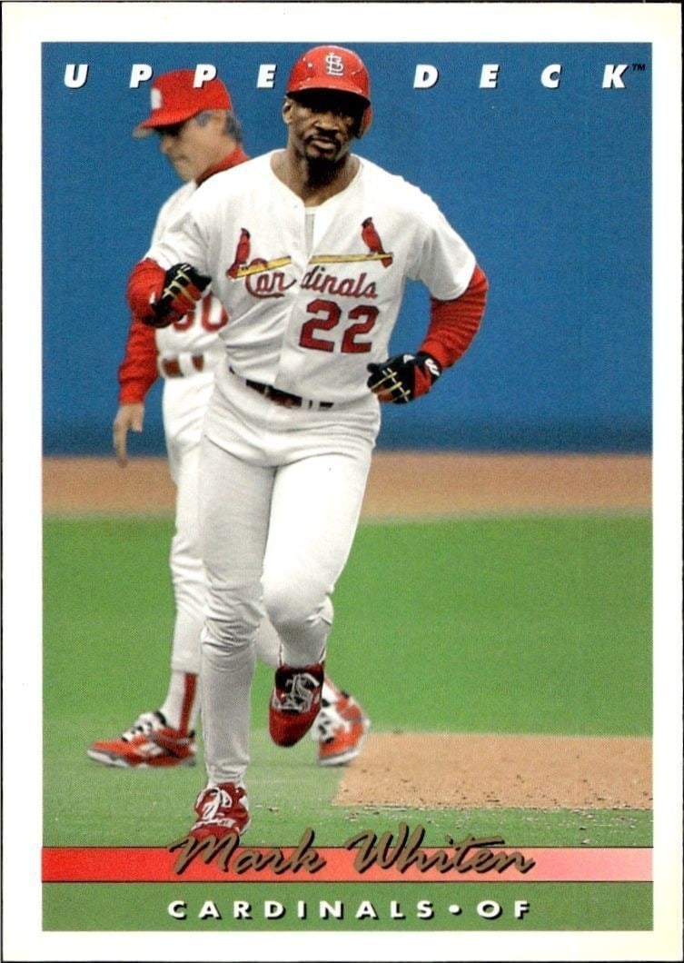 Mark Whiten 1993 Upper Deck #654 Baseball Trading Card - Front 1993 Upper Deck Mark Whiten #654 baseball trading card front