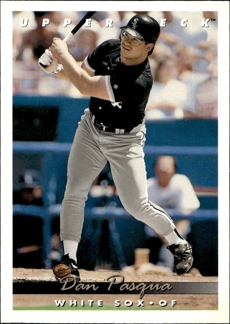 Dan Pasqua 1993 Upper Deck #649 Baseball Trading Card - Front 1993 Upper Deck Dan Pasqua #649 baseball trading card front