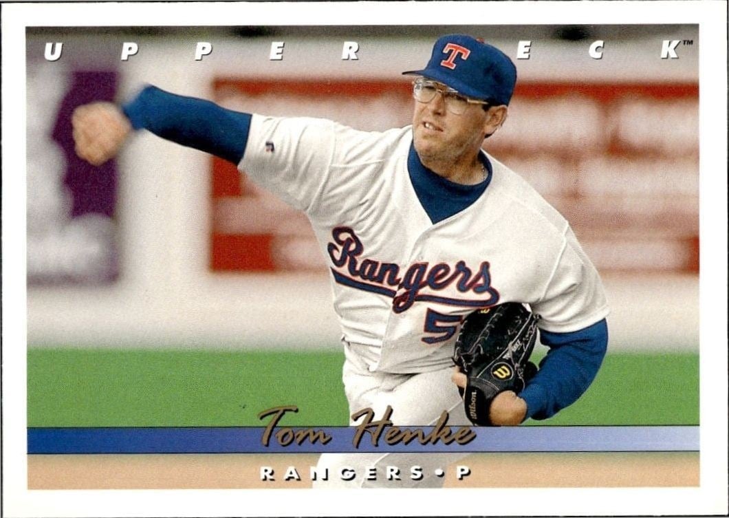 Tom Henke 1993 Upper Deck #557 Baseball Trading Card - Front 1993 Upper Deck Tom Henke #557 baseball trading card front