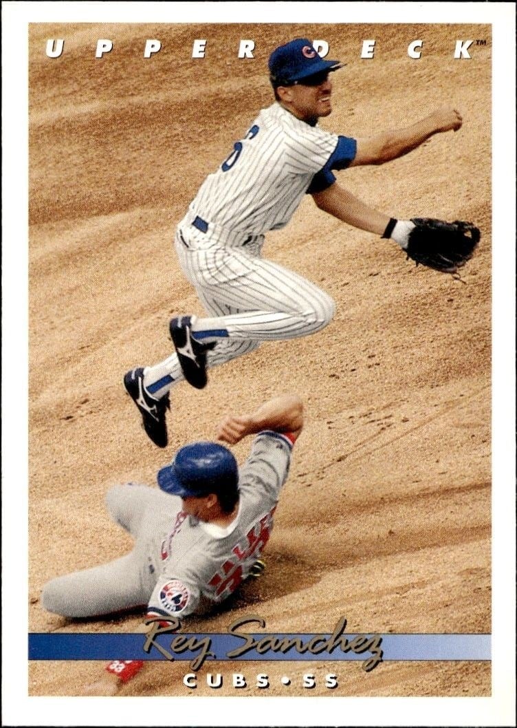 Rey Sanchez 1993 Upper Deck #612 Baseball Trading Card - Front 1993 Upper Deck Rey Sanchez #612 baseball trading card front