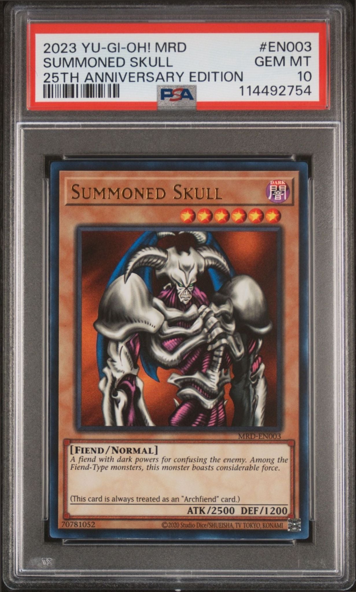 Summoned Skull 2023 Yu-Gi-Oh! Metal Raiders (25th Anniversary Edition) #MRD-EN003 Yu-Gi-Oh! Card - Front 2023 Yu-Gi-Oh! Metal Raiders (25th Anniversary Edition) Summoned Skull #MRD-EN003 Yu-Gi-Oh! card front
