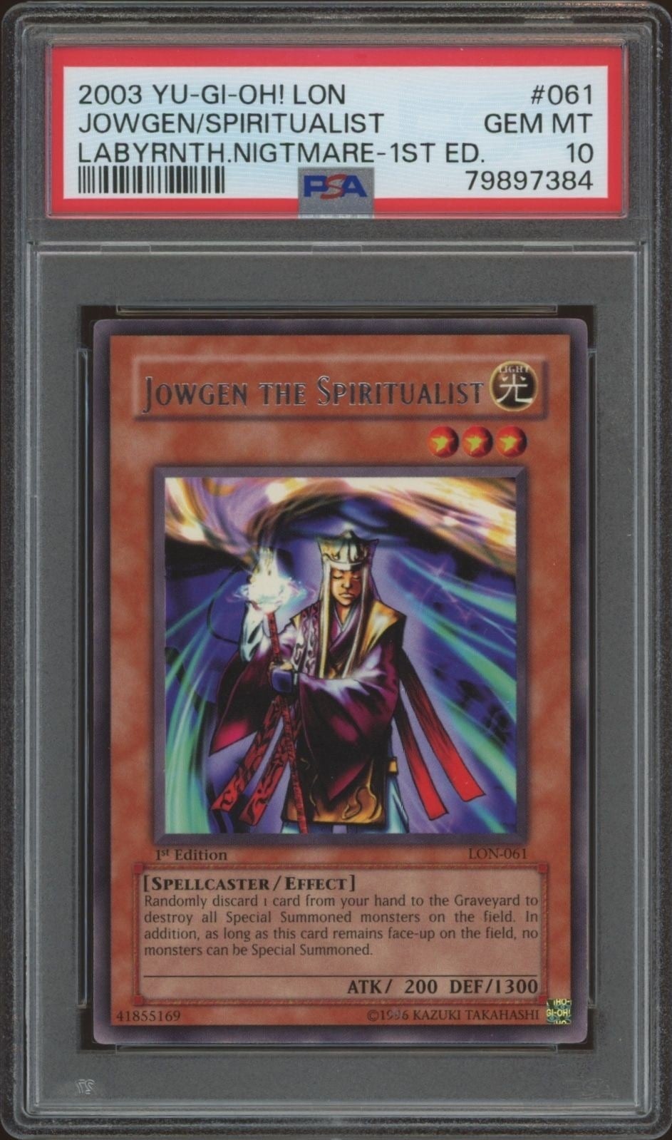 Jowgen The Spiritualist 2003 Yu-Gi-Oh! Labyrinth Of Nightmare #LON-061 Yu-Gi-Oh! Card - Front 2003 Yu-Gi-Oh! Labyrinth Of Nightmare Jowgen The Spiritualist #LON-061 Yu-Gi-Oh! card front
