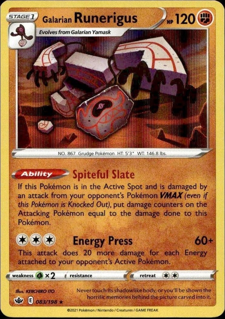 2021 Pokémon Scarlet & Violet Galarian Runerigus #083/198 trading card