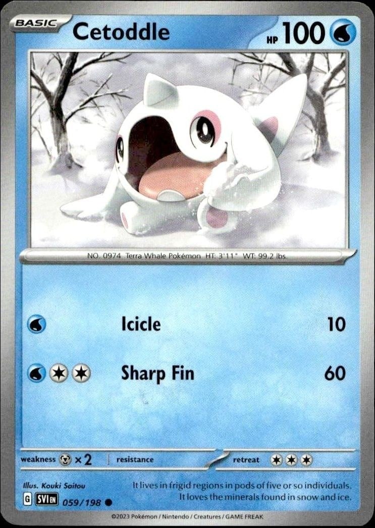 Cetoddle 2023 Pokémon Scarlet & Violet #059/198 Pokémon Card - Front 2023 Pokémon Scarlet & Violet Cetoddle #059/198 Pokémon card front
