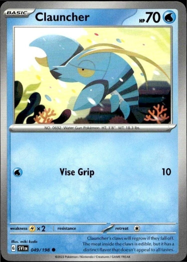 2023 Pokémon Scarlet & Violet Clauncher #049/198 trading card